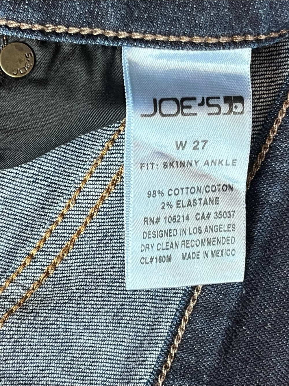 Joe's Jeans Skinny Ankle Dark Indigo Wash Denim Blue Jeans W27 EUC - Picture 4 of 8